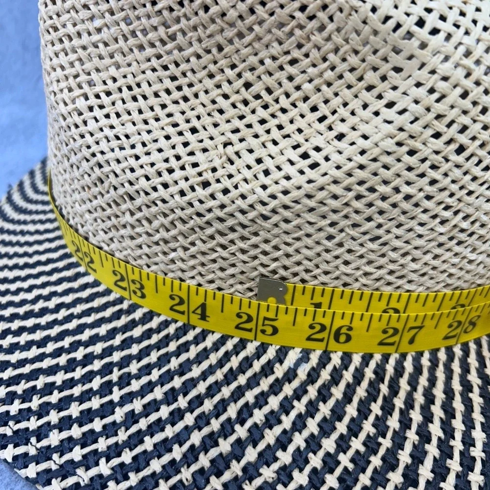 Two-Tone Patterned Mens Tan Bad Hat Poker Woven Straw Fedora Hat 24.5in OS